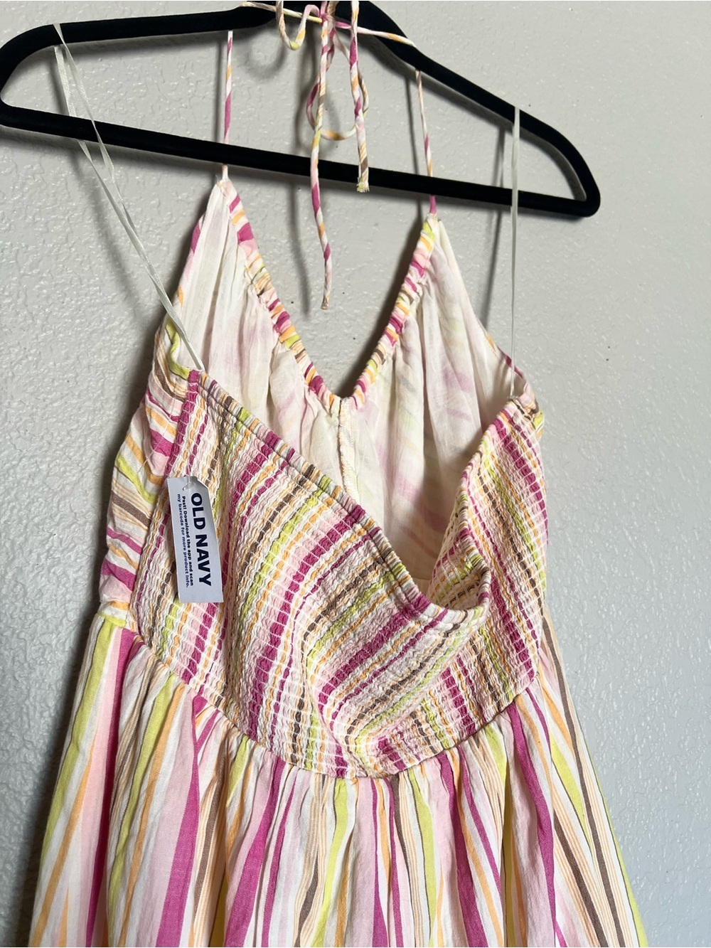 Old Navy Fit & Flare Striped Halter Maxi Dress | Multicolor Stripe Large - Picture 7 of 9
